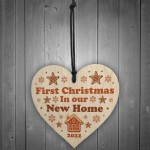 First Christmas New Home Personalised Wooden Bauble Tree Decor