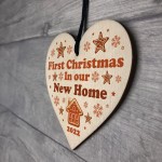 First Christmas New Home Personalised Wooden Bauble Tree Decor