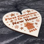 First Christmas New Home Personalised Wooden Bauble Tree Decor