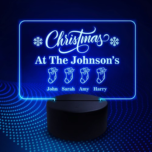 Personalised Family Christmas Neon LED Plauqe Light Up Sign Gift