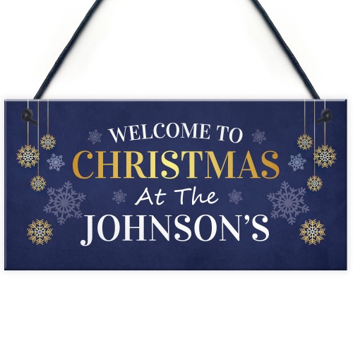 Hanging Christmas Decoration Personalised Christmas Surname Sign