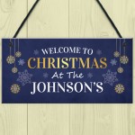 Hanging Christmas Decoration Personalised Christmas Surname Sign