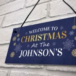 Hanging Christmas Decoration Personalised Christmas Surname Sign