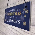 Hanging Christmas Decoration Personalised Christmas Surname Sign