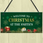 PERSONALISED Christmas At The SURNAME Sign Christmas Sign Family