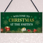 PERSONALISED Christmas At The SURNAME Sign Christmas Sign Family