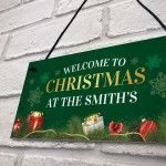 PERSONALISED Christmas At The SURNAME Sign Christmas Sign Family