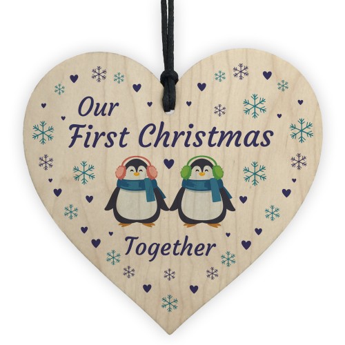 Our First Christmas Together Wooden Bauble Heart Christmas Tree 