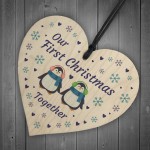 Our First Christmas Together Wooden Bauble Heart Christmas Tree 