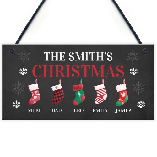 Personalised Christmas Decoration Hanging Door Sign Surname