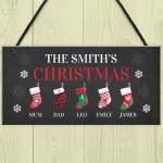 Personalised Christmas Decoration Hanging Door Sign Surname