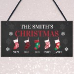 Personalised Christmas Decoration Hanging Door Sign Surname