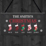 Personalised Christmas Decoration Hanging Door Sign Surname