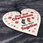 Personalised Our 2nd Christmas Together Bauble Heart Decoration 