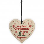 Personalised Our First Christmas Together Bauble Wood Heart