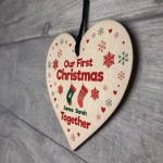 Personalised Our First Christmas Together Bauble Wood Heart