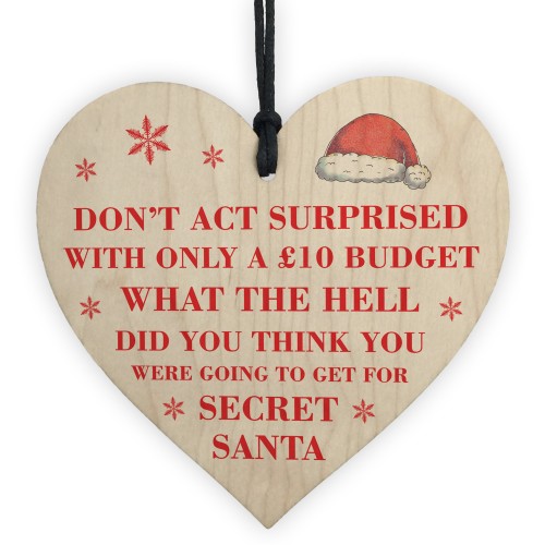 FUNNY Secret Santa Gift Present Wood Heart Secret Santa Gift