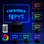 Neon LED Sign Cocktail Drinks Plaque Home Bar Cocktail Bar Sign