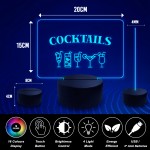 Neon LED Sign Cocktail Drinks Plaque Home Bar Cocktail Bar Sign