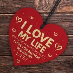 Valentines Day Gift Love My Life Anniversary Gift Wooden Heart