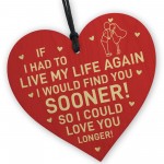 Valentines Gift For Husband or Wife Love You Longer Wood Heart