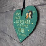 Penguin Gift For Valentines Day or Anniversary Wood Heart Plaque