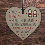 You Are My Penguin Valentines Day Gift Wooden Heart Plaque