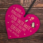 Valentines Gift For Boyfriend Husband Wife Wood Plaque Penguin