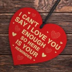 REMINDER I LOVE YOU Gift For Valentines Wood Heart Gift