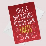 Love Is Not Having To Hold Your Farts In Card Funny Valentines