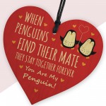 Valentines Gift For My Penguin Wood Heart Gift Boyfriend