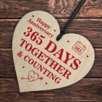 1st Anniversary Gift Wood Sign Keepsake 365 Days Wife Husband