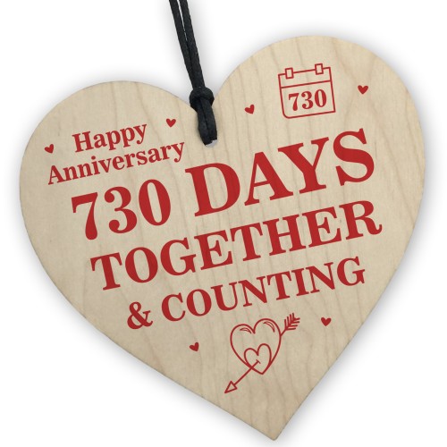 2nd Anniversary Gift Wooden Hanging Heart Gift For Boyfriend