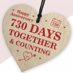 2nd Anniversary Gift Wooden Hanging Heart Gift For Boyfriend