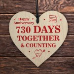 2nd Anniversary Gift Wooden Hanging Heart Gift For Boyfriend