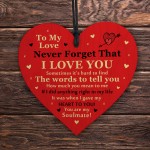 Valentines Gifts For Him Her Wooden Red Heart Soulmate Gift