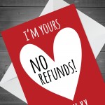 FUNNY NO REFUNDS Valentines Card For Boyfriend Husband Or Wife