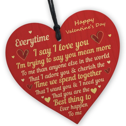 I Love You Gift For Valentines Day Wood Heart Valentines Gift