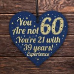 60th Birthday Gift For Women Men Wooden Heart Plaque Mum Dad