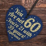 60th Birthday Gift For Women Men Wooden Heart Plaque Mum Dad