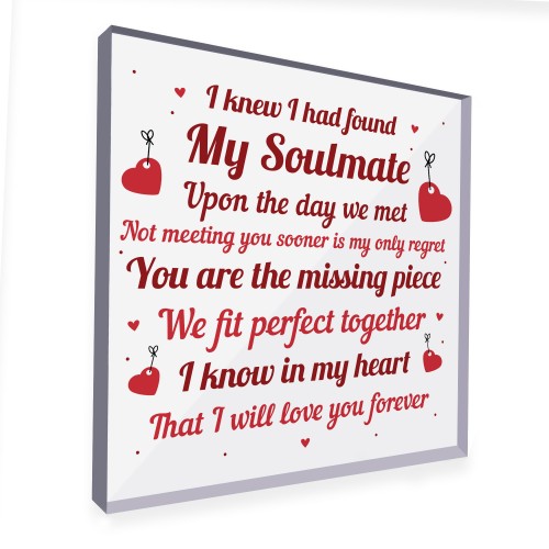 Valentines Anniversary Gift For Soulmate Him Her Acrylic Plaque