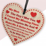 Anniversary Gift For Men MY MAN Heart Birthday Gift For Husband