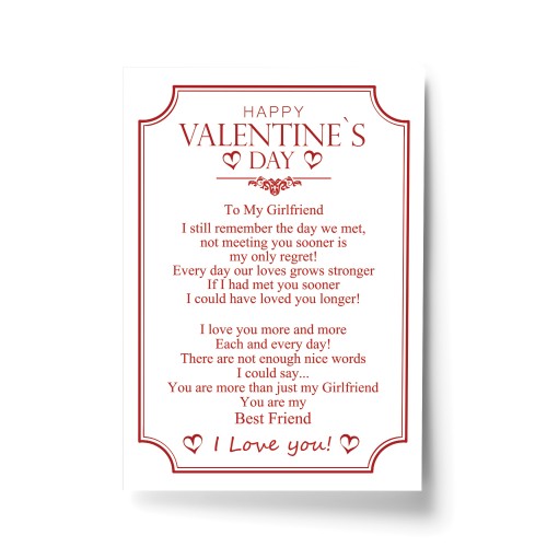 Valentines Gift For Her A4 LOVE POEM Print Valentines Day Gift