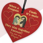 Valentines Gift For Him Her Novelty My Penguin Wood Heart