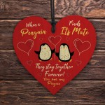 Valentines Couple Gift Red Wood Heart Anniversary Gifts