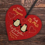 Valentines Couple Gift Red Wood Heart Anniversary Gifts