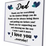 THANK YOU Gift For Dad Daddy Birthday Fathers Day Plaque