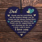 THANK YOU Gift For Dad Daddy Birthday Fathers Day Wood Heart