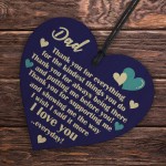 THANK YOU Gift For Dad Daddy Birthday Fathers Day Wood Heart