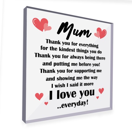 THANK YOU Gift For Mum Mummy Birthday Mothers Day Plaque